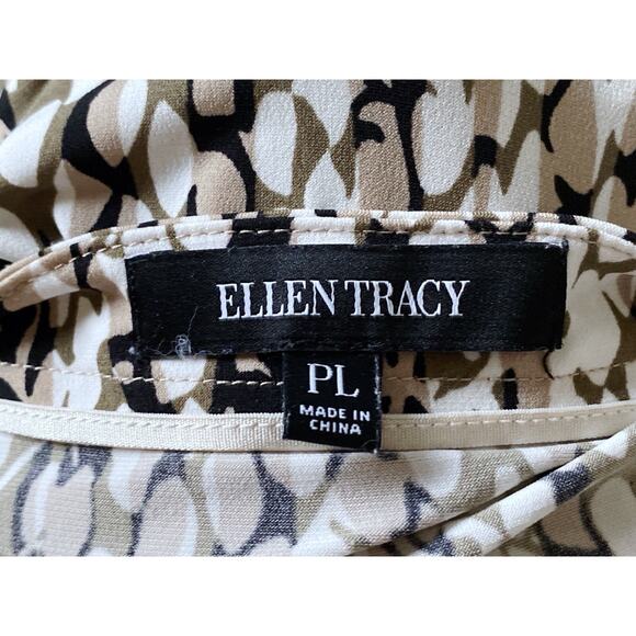 Ellen Tracy Womens Petite Large Surplice Cap Sleeve Animal Print Blouse - Picture 8 of 8